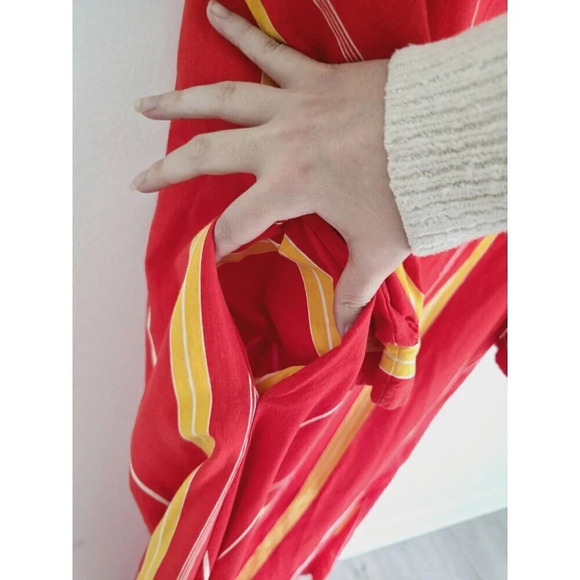 David Brown California Vintage Retro Striped Red Pintuck Cotton Dress Small S - Picture 6 of 9